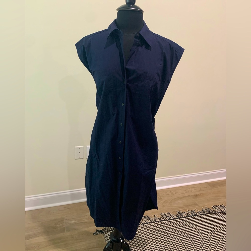 Banana Republic Blue Cotton Midi Shirtdress